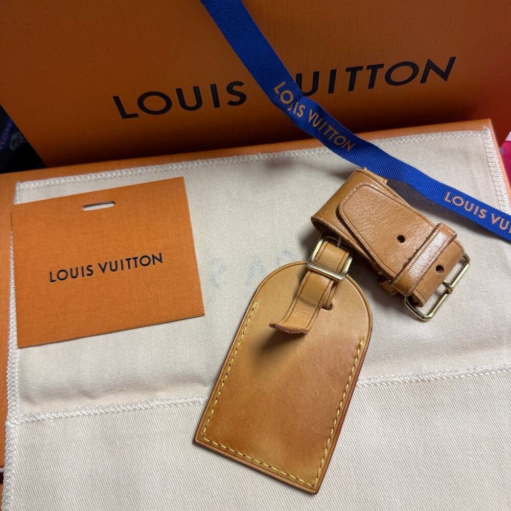 Louis Vuitton Vachetta Leather Luggage Tag and Poignet Authentic NO BOX - Picture 2 of 11